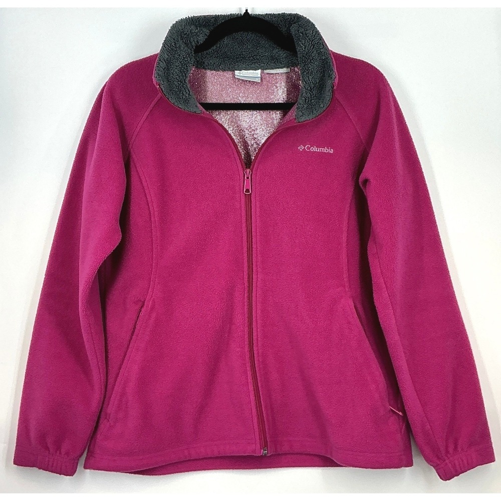 Columbia Pink Full Zip Mock Neck Fleece‎ Jacket Sz M Pockets Gorpcore Outerwear